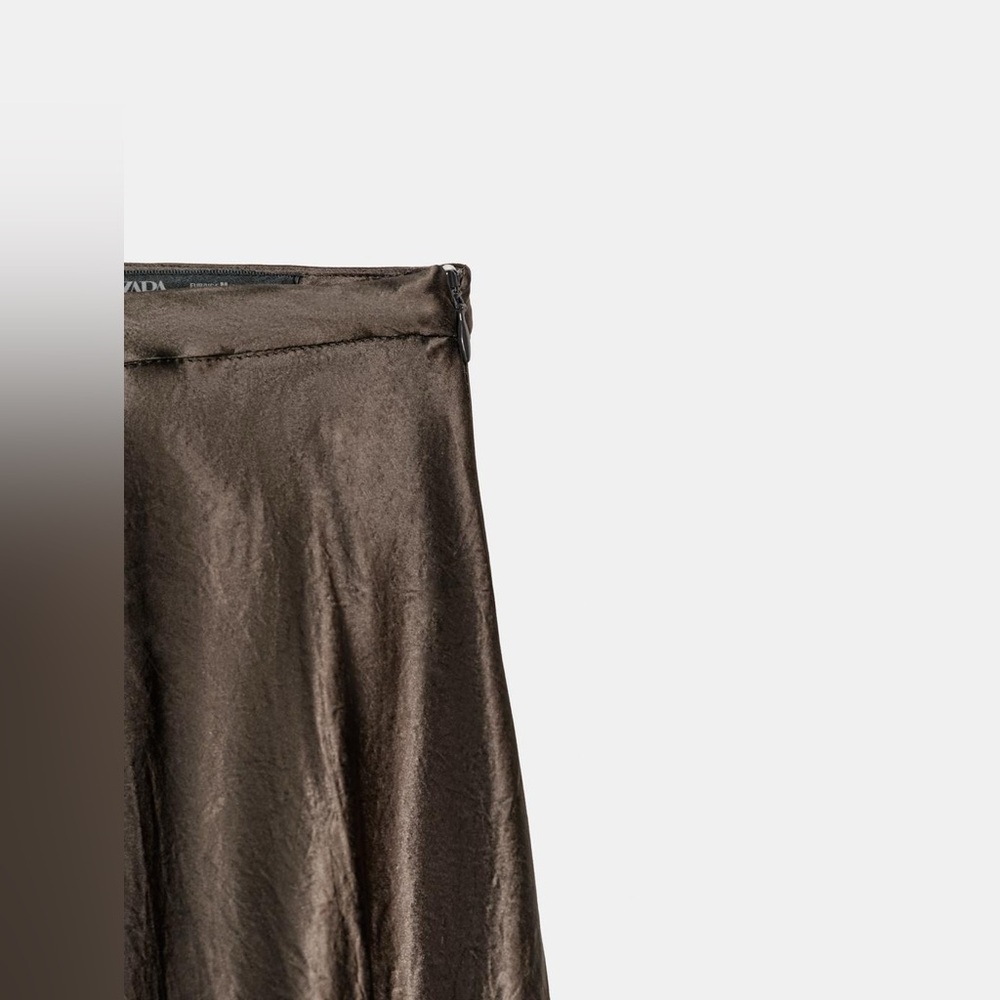 ZARA ZW COLLECTION LIMITED EDITION SATIN EFFECT MIDI SKIRT - Picture 8 of 10